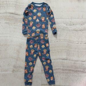 Kids Blue Snack Print Long Sleeve Pajama Set